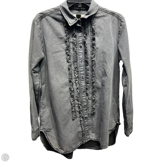 Top Long Sleeve By Anthropologie In Grey, Size: M