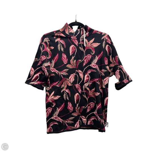 Top Short Sleeve By Chicos In Black & Pink, Size: M