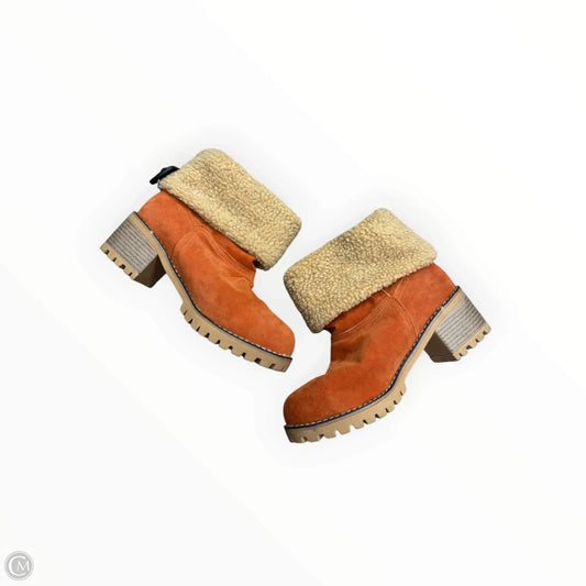 Boots Ankle Heels By Clothes Mentor In Orange, Size: 10