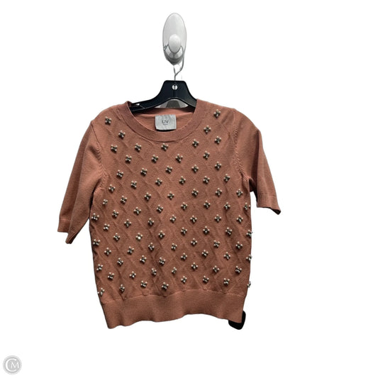Sweater Short Sleeve By Liv Los Angeles In Peach, Size: M