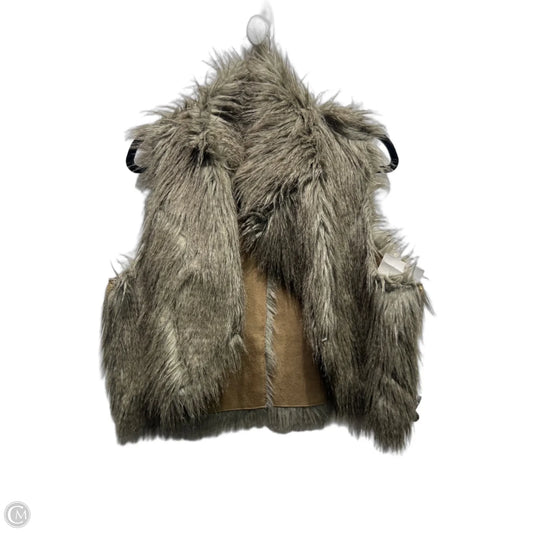 Vest Faux Fur & Sherpa By Clothes Mentor In Green & Grey, Size: L