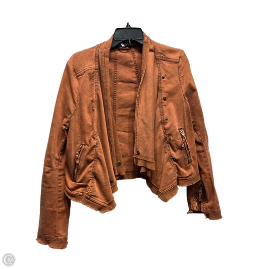 Jacket Denim By Free People In Orange Denim, Size: M