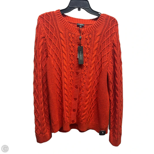 Sweater Cardigan By Talbots In Orange, Size: 1x