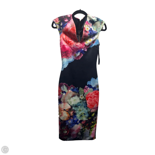 Dress Casual Midi By Ted Baker In Floral Print, Size: 0