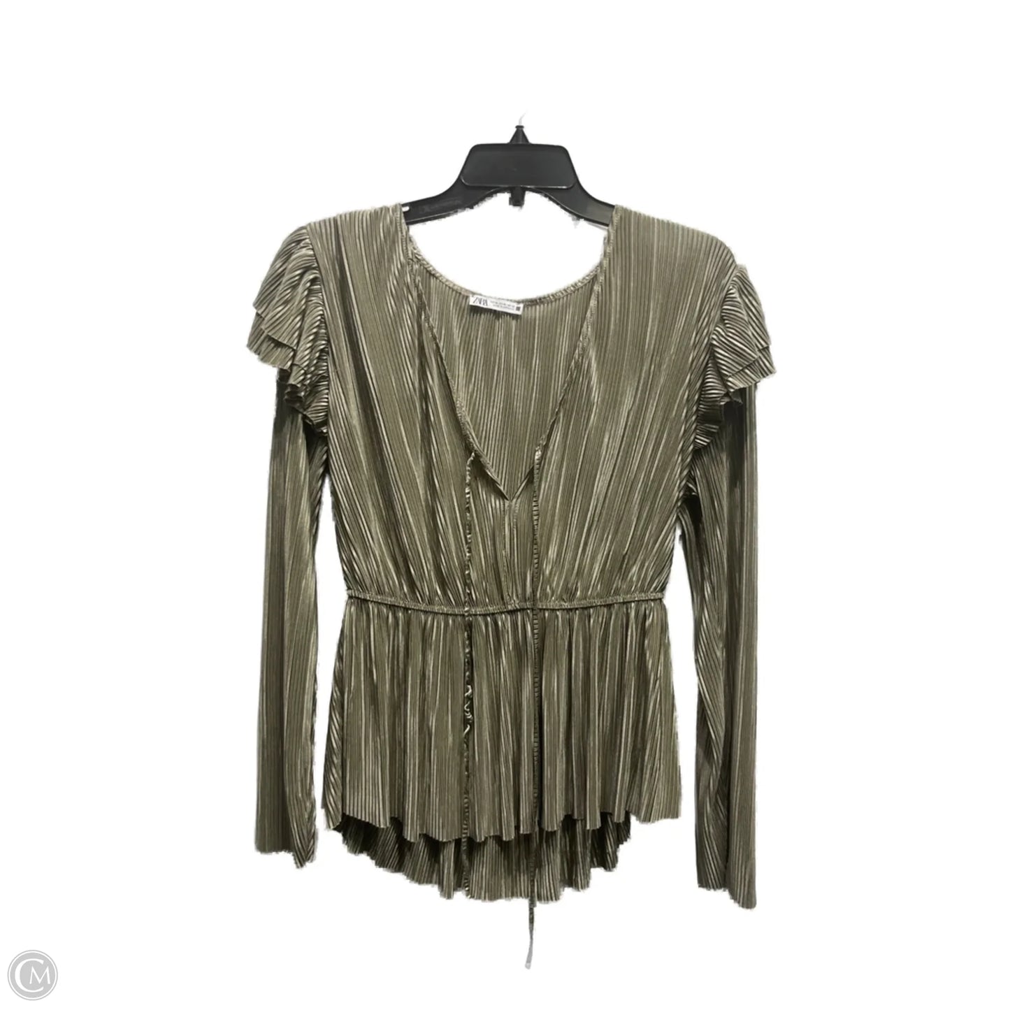 Top Long Sleeve By Zara In Grey, Size: Xl