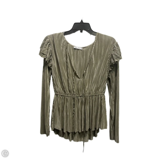 Top Long Sleeve By Zara In Grey, Size: Xl