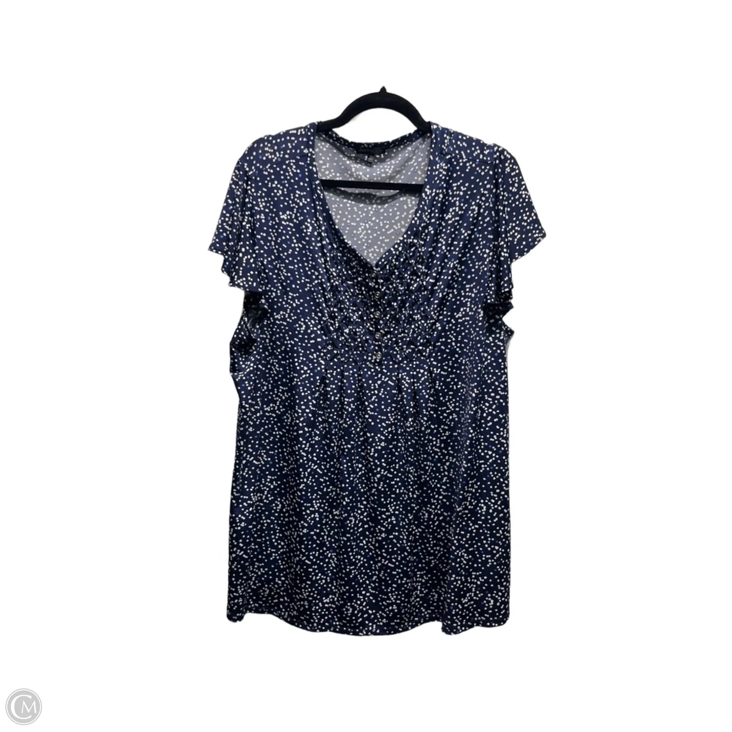Top Short Sleeve By AVA & GRACE In Blue & White, Size: 3x
