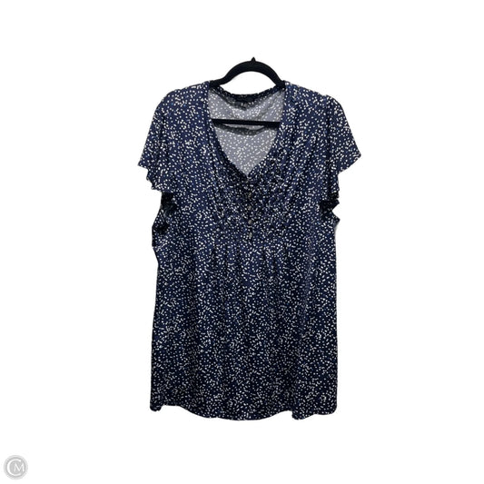 Top Short Sleeve By AVA & GRACE In Blue & White, Size: 3x
