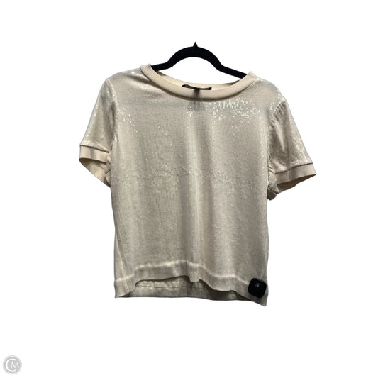 Top Short Sleeve By White House Black Market In Cream, Size: L