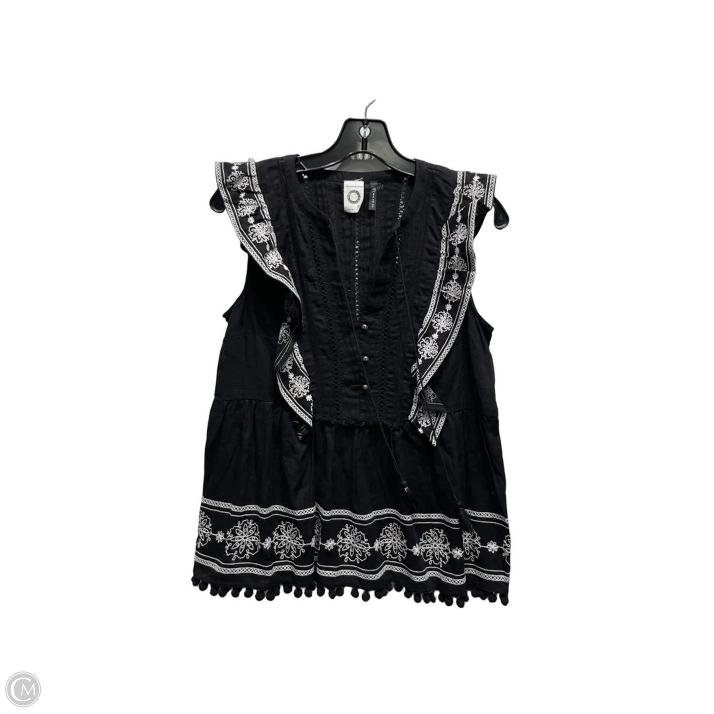 Top Short Sleeve By Anthropologie In Black & White, Size: 4